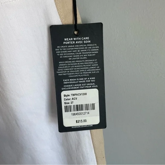 Hudson White and Tan Two Tone Straight Leg Jeans size 27” Minimalist Neutral - Picture 3 of 9
